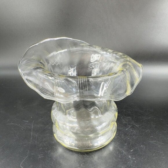 Antique Jack In The Pulpit Vase Bowl Transparent Light Yellow Glass Vintage Vase - Picture 13 of 13